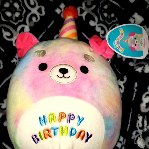 Squishmallow 8" Delenne The Puppy Dog HAPPY BIRTHDAY SQUAD NWT Kellytoy - Picture 6 of 7